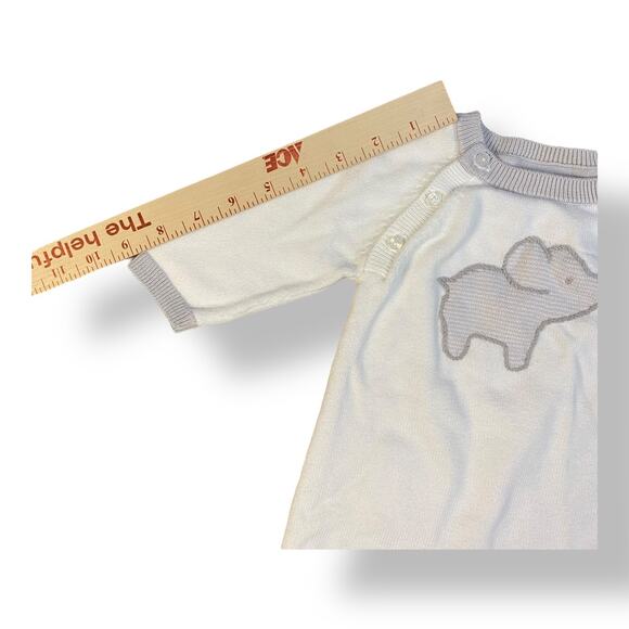 Janie and Jack Elephant Sweater‎ 1-Piece Babies Size 3-6 Months White Gray - Picture 4 of 9